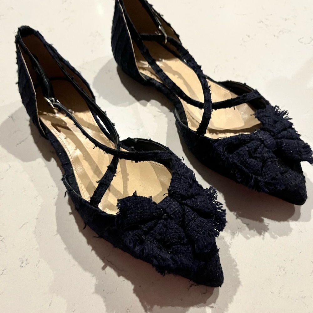 New Brooks Brothers Navy Textured Flats